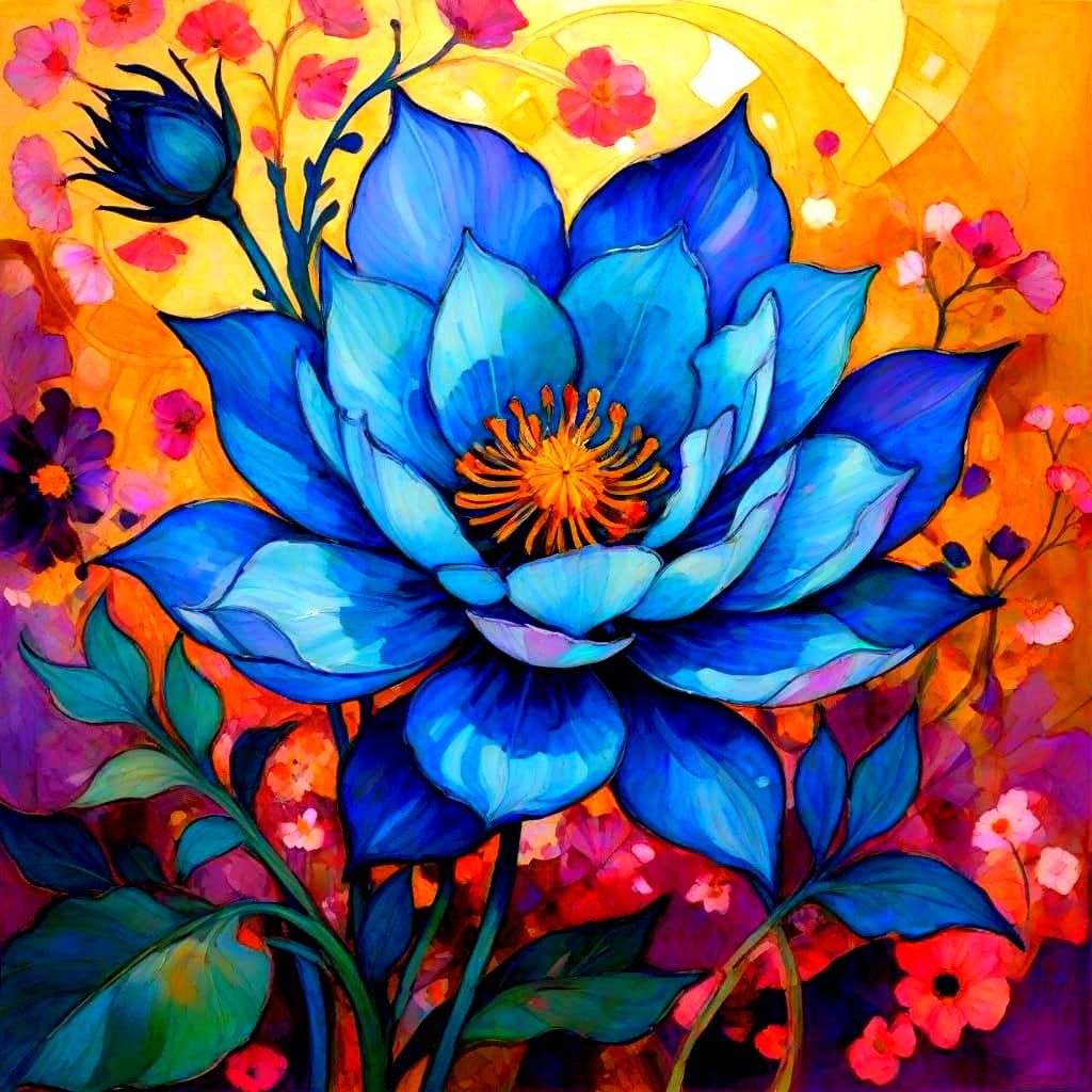 Electric Gold Art Deco Flowers in Modern European Style