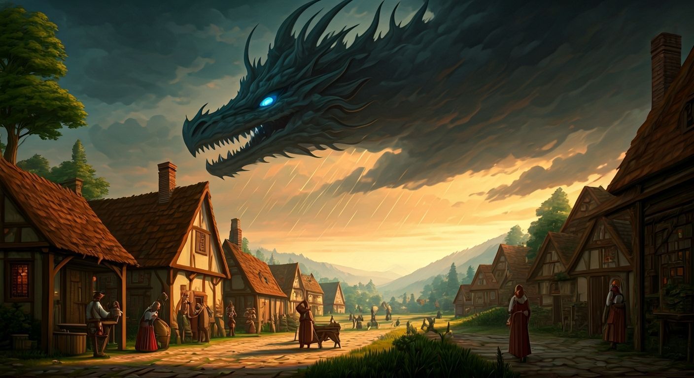 Dragon Cloud Brings Rain to Medieval Village