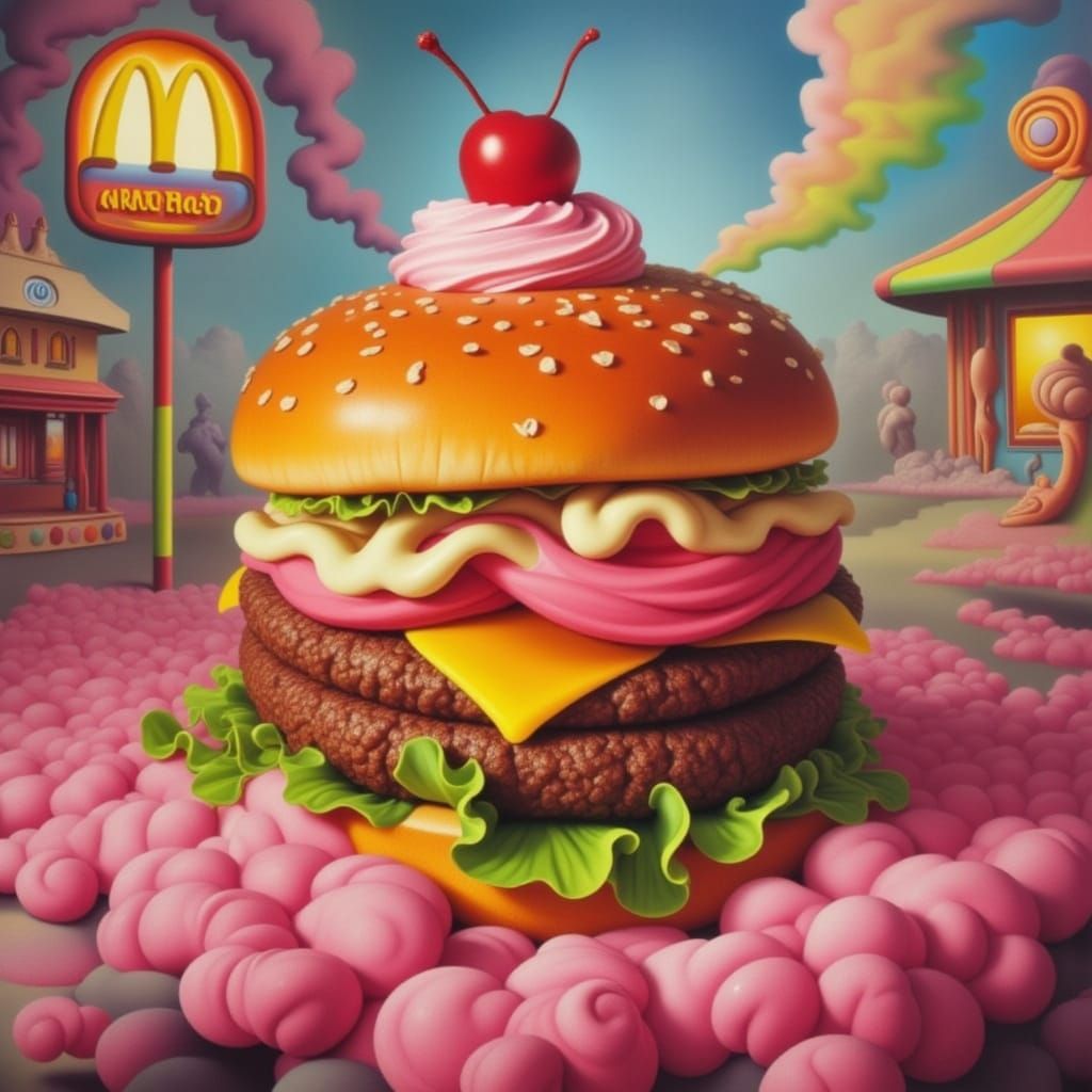 Surreal Gummy Candy Hamburger in Dreamlike Style