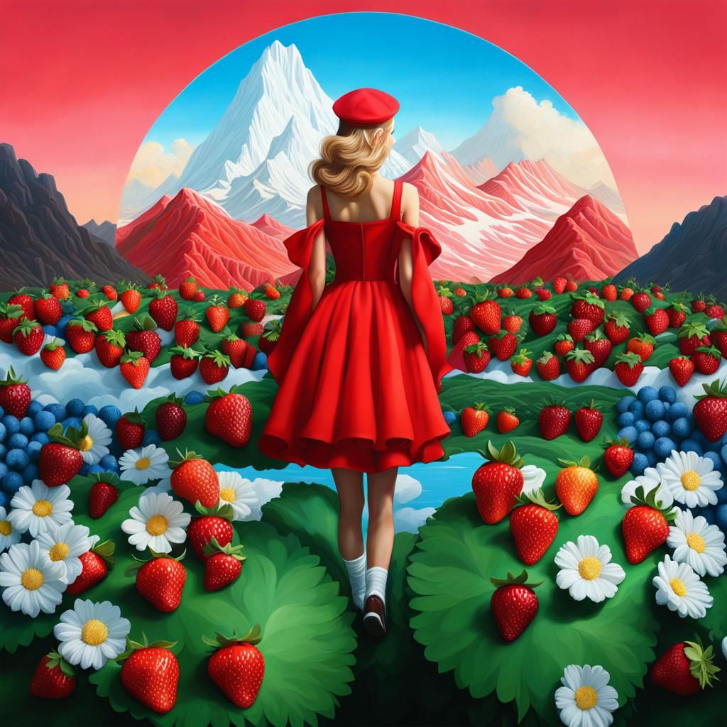 Surreal Sweetscape: Candy Mountains and Strawberry Fields