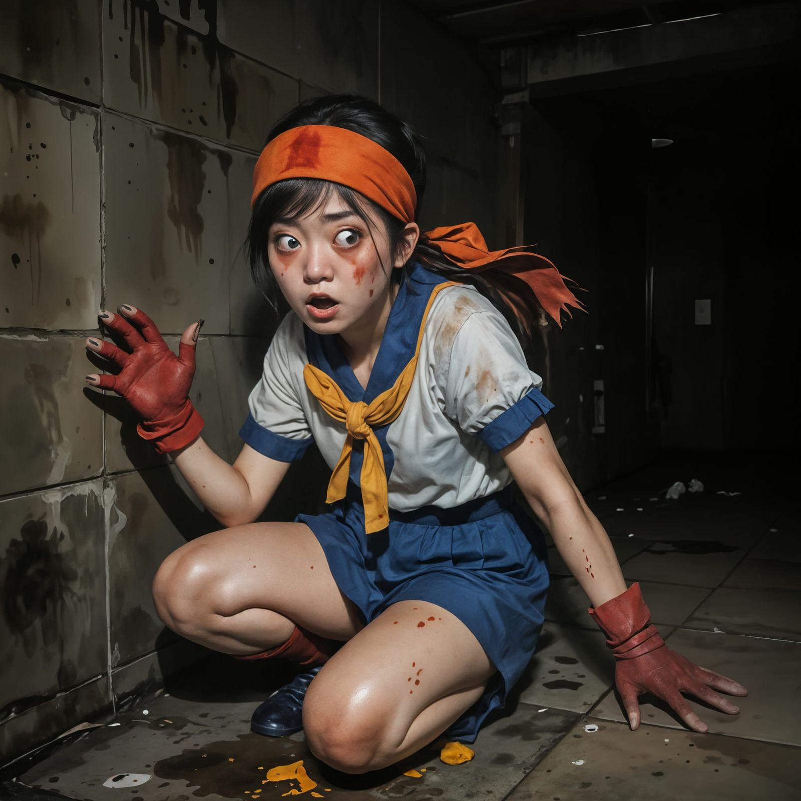 Sakura Kasugano in a Gritty Japanese Watercolor Style