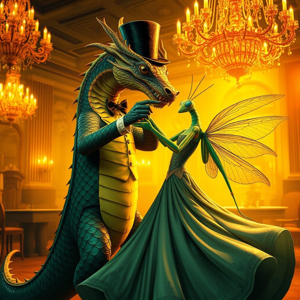 Dragon and Mantis Ballroom Dance in Art Deco Style