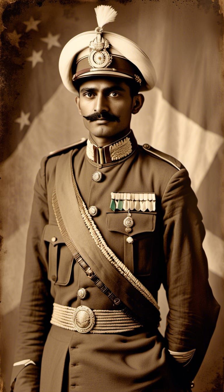 Sepia Portrait of 1915 Indian Soldier