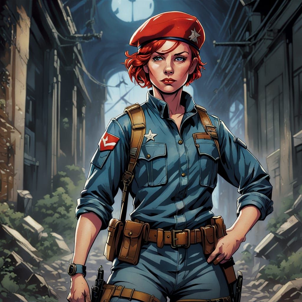 Strong Female Warrior in Combat Gear