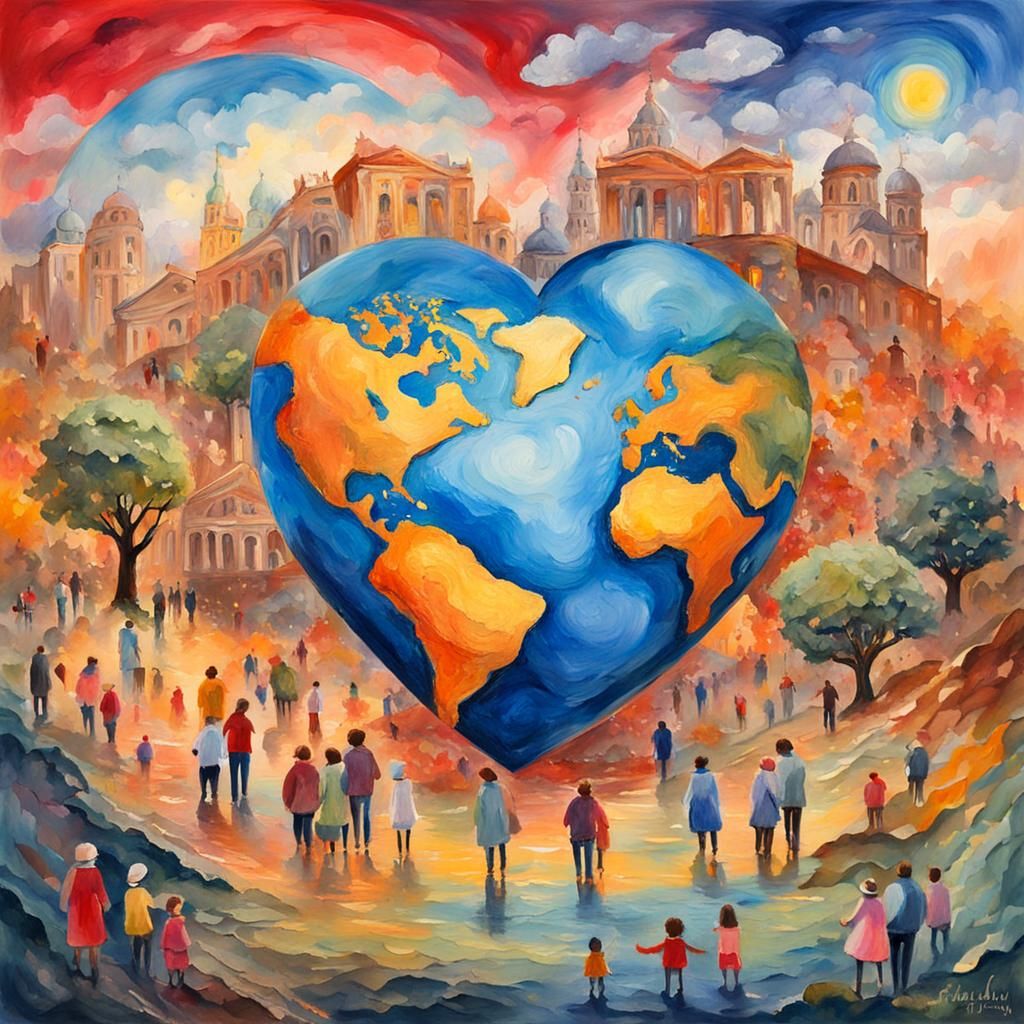 Love Powers the World: Gouache Impressionist Masterpiece