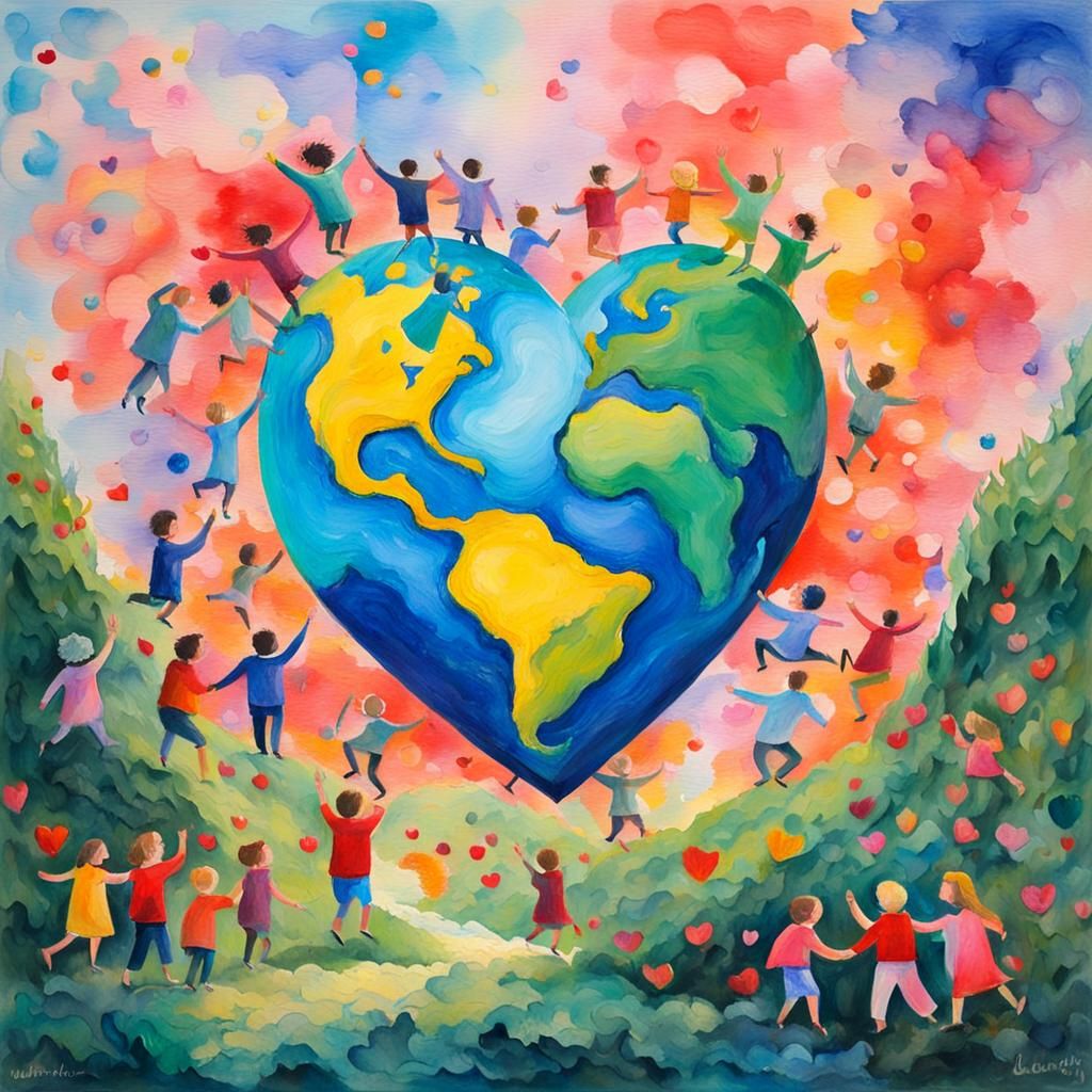 Whimsical Earth in Gouache Watercolor Style