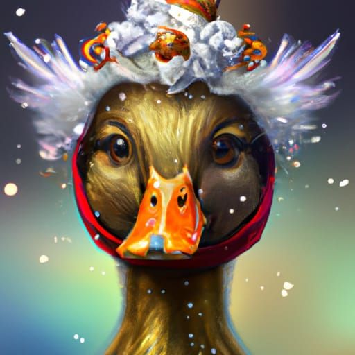 Festive Christmas Duck Portrait in Hyperdetailed Style