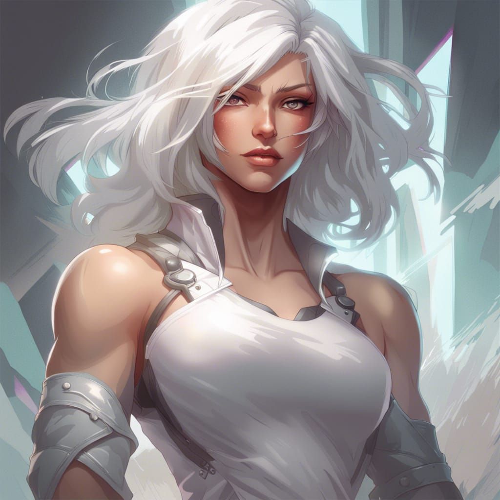 Detailed Anime Portrait of White-Haired Woman