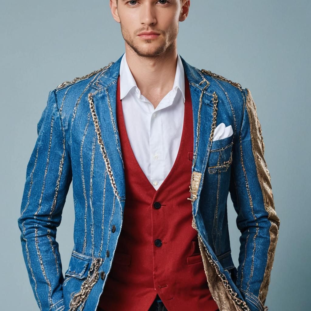 Model in Vintage Denim with Chains