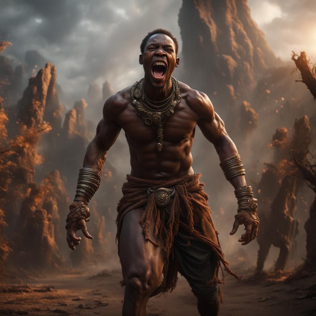 Expressive Portrait of Screaming Man in Detailed Digital Art