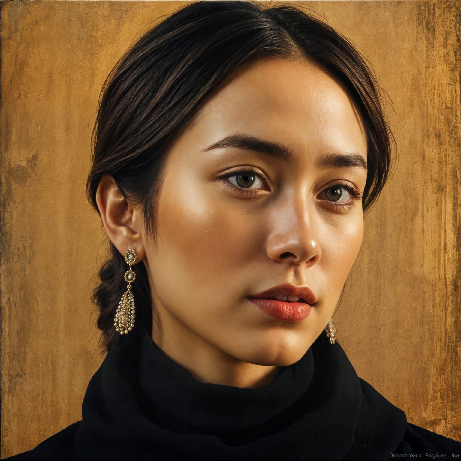 Elegant Brown and Gold Portrait in High Definition Acrylic A...