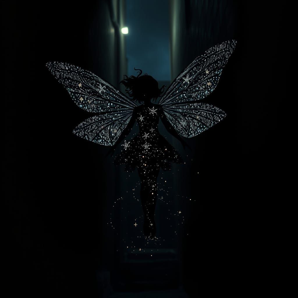 Cosmic Shadow Fairy in Hyperrealistic Style
