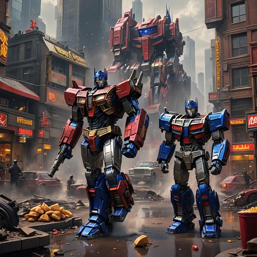 Optimus Prime at McDonald’s: Detailed Matte Painting