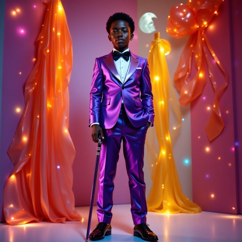 Elegant Black Dandy in Digital Shimmer