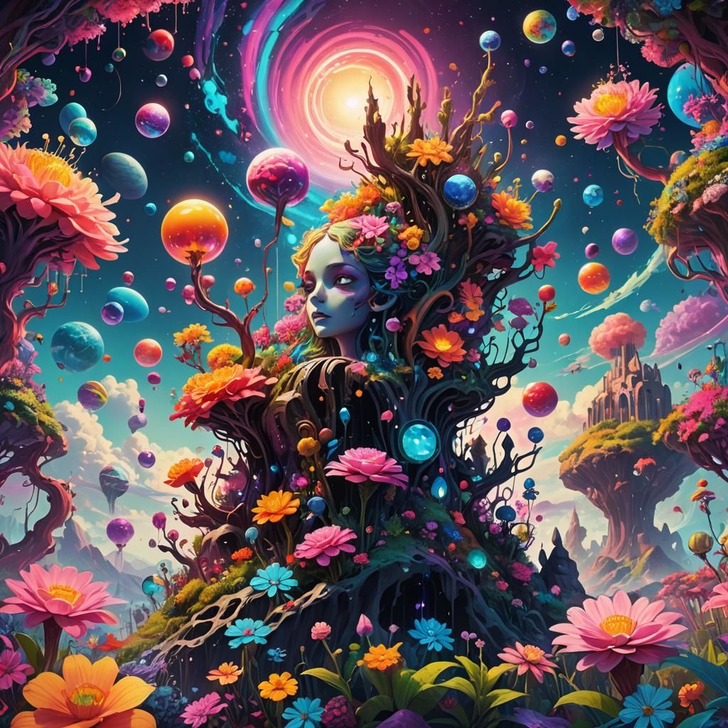 Vibrant Fantasy Art: Life, Atoms, and Cosmic Horror