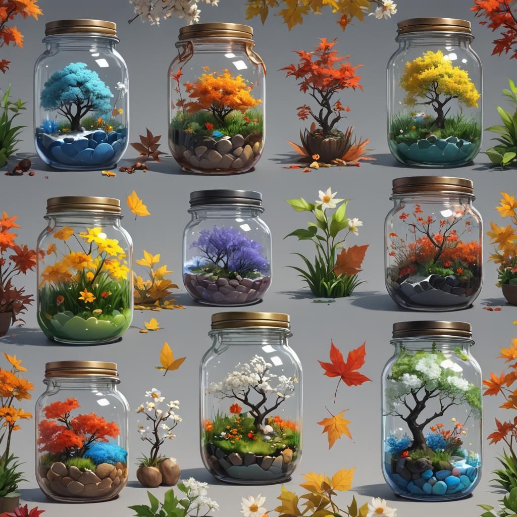 Four Seasons in Jars: 3D Anime Concept Art