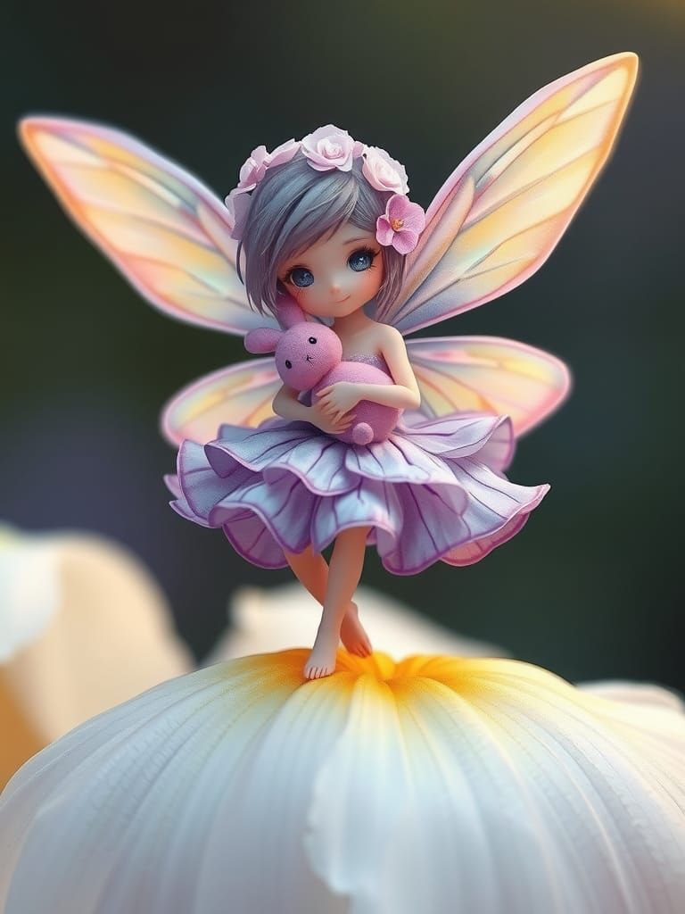 Fairy Girl with Rabbit in Anime Style