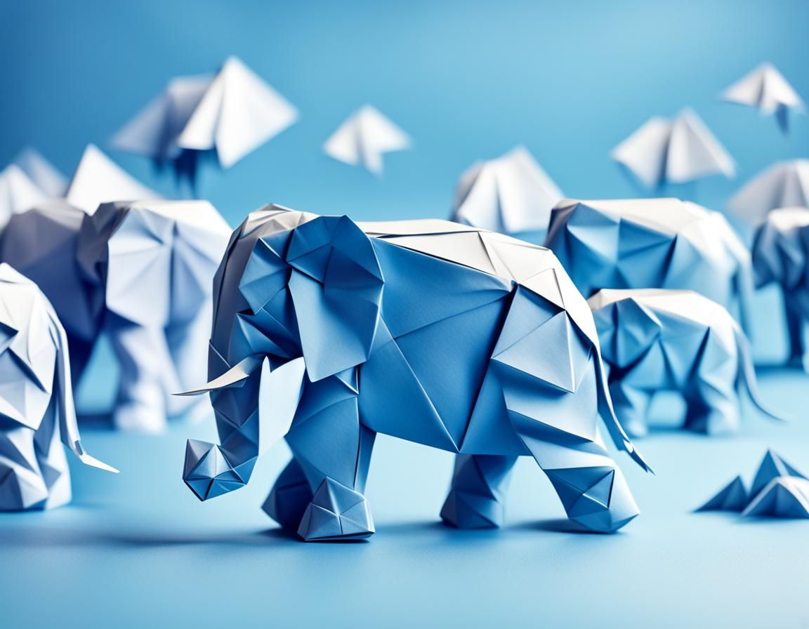 Origami Elephants Papercraft in Soft Focus