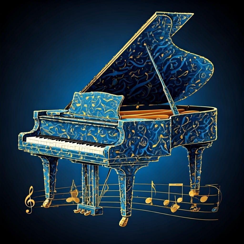 Musical Notes Form Piano in Surreal Illustration