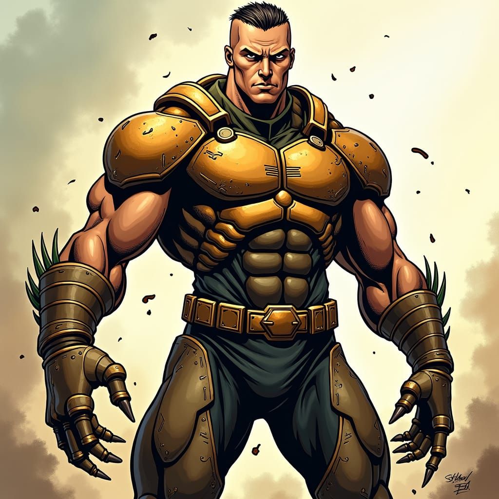Muscular Termite Superhero in Comic Book Style