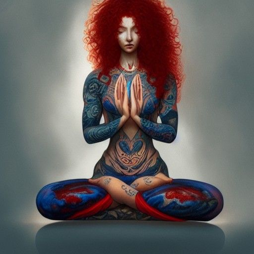 Girl Meditating: Digital Fantasy Art Portrait