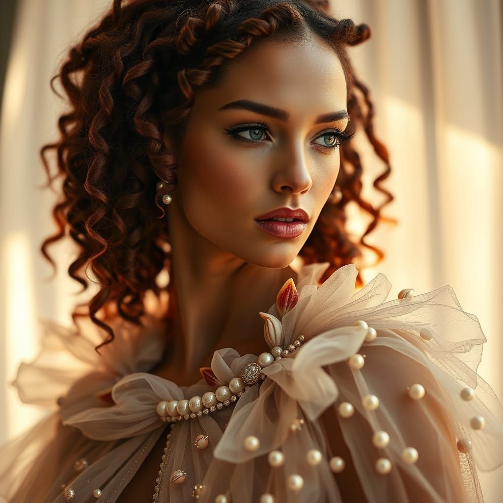 Ethereal Beauty in Luxurious Braids and Pearls
