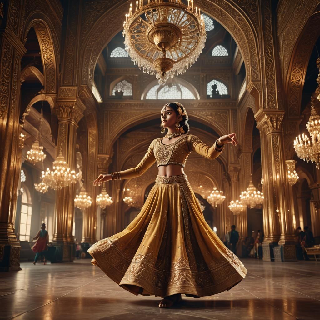 Kathak Dancer in Lavish Hall: Digital Matte Painting