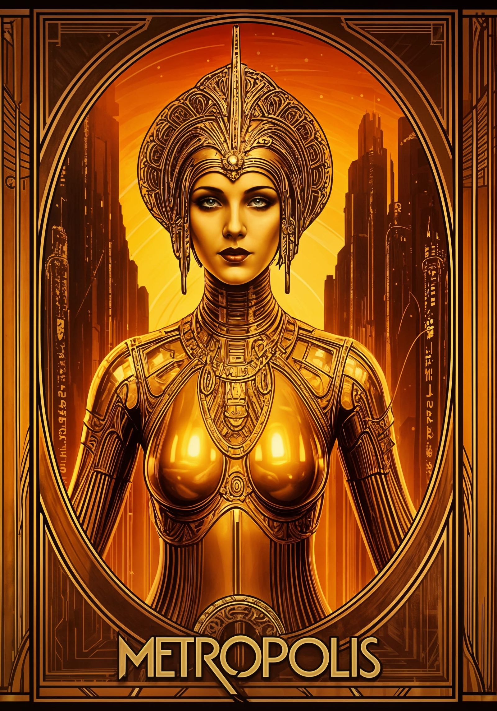Metropolis Movie Poster in Art Deco Style