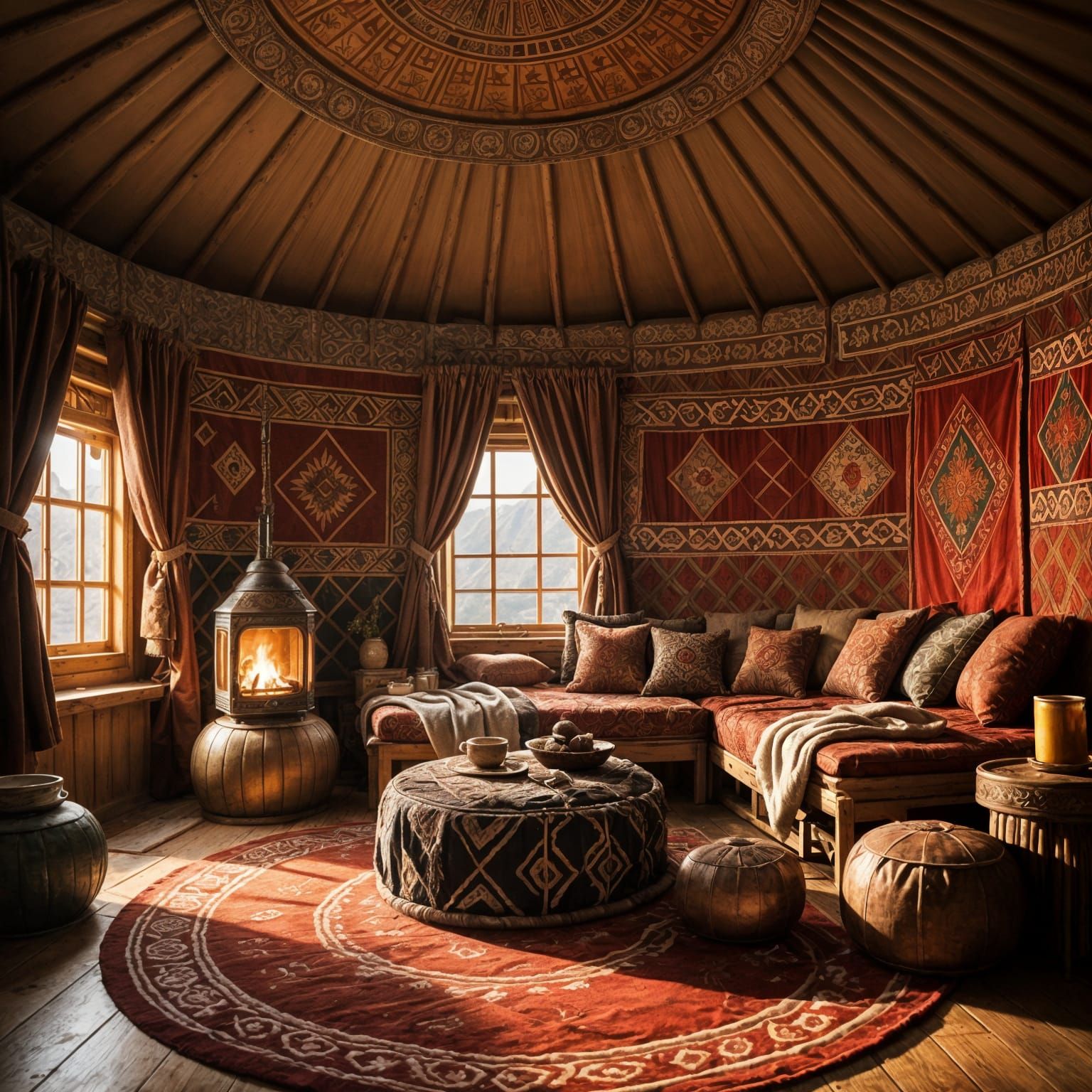 Mongol Prince's Opulent Yurt Interior