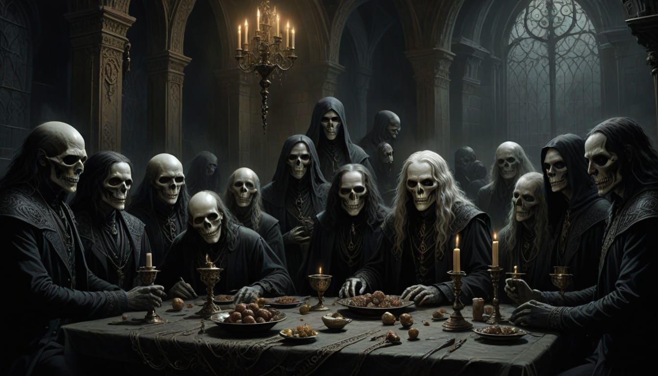 Gothic Death Eaters Gather in Haunting Illumination