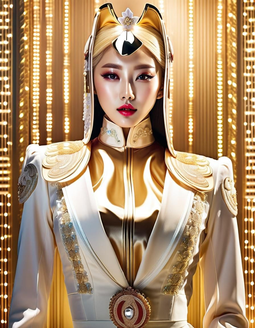 Beautiful Blonde Korean K-Pop Idol in Costume