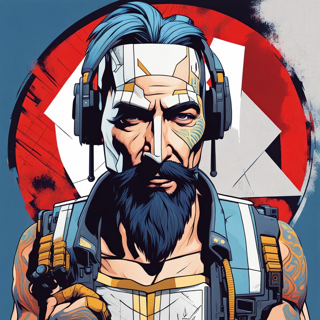 Borderlands-Style Vault Hunter with Guns in Pop Art