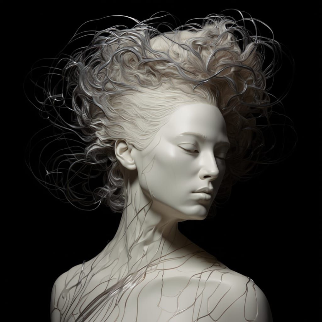 Butoh Dancer's Marble Hairstyle Sculpture