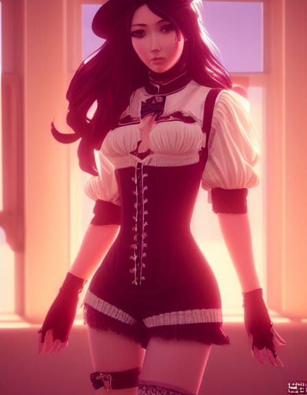 Ornate Old West Gunslinger Girl Portrait