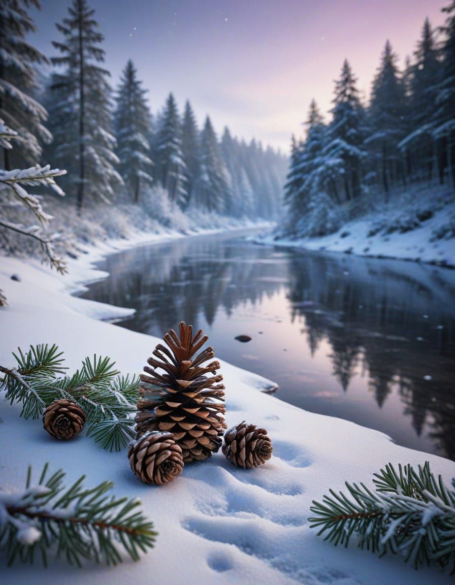 Winter Serenity in Latvian Landscape, Inspired by Cinematic...