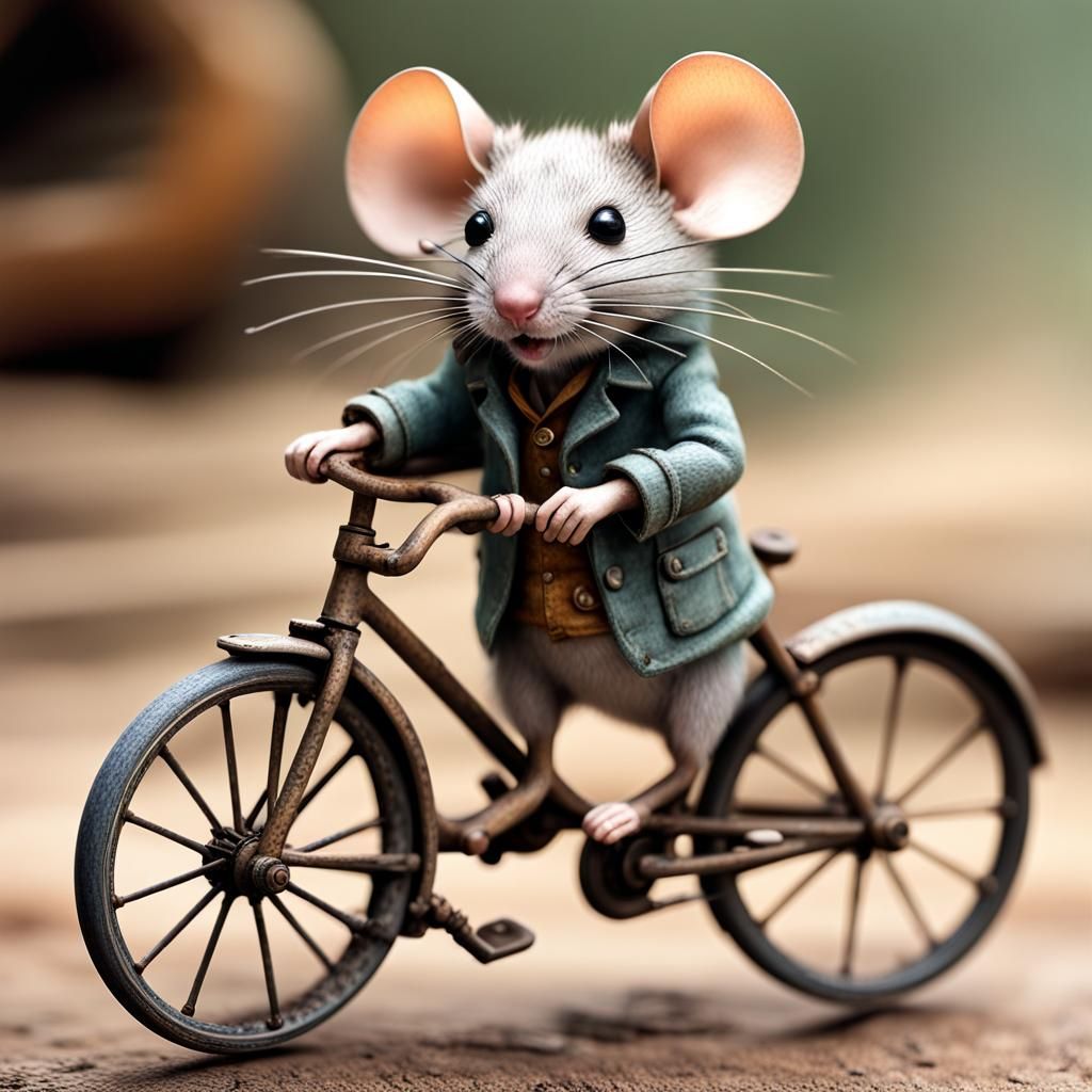 mouse on bicycle
