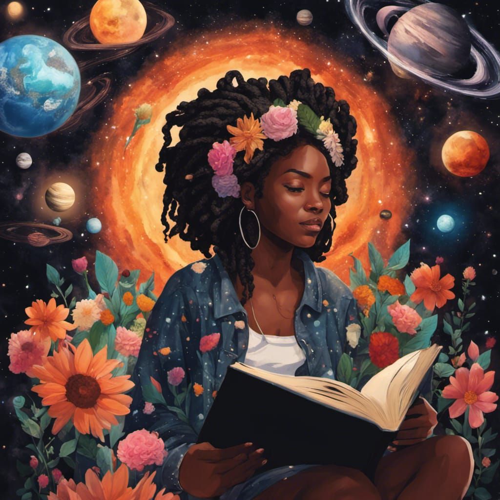 Galactic Reader: Black Woman in a Vivid Universe
