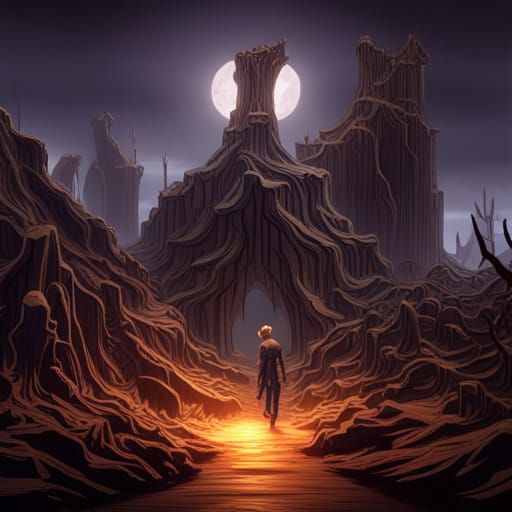 Skeleton in Spooky Forest: Dark Fantasy Concept Art