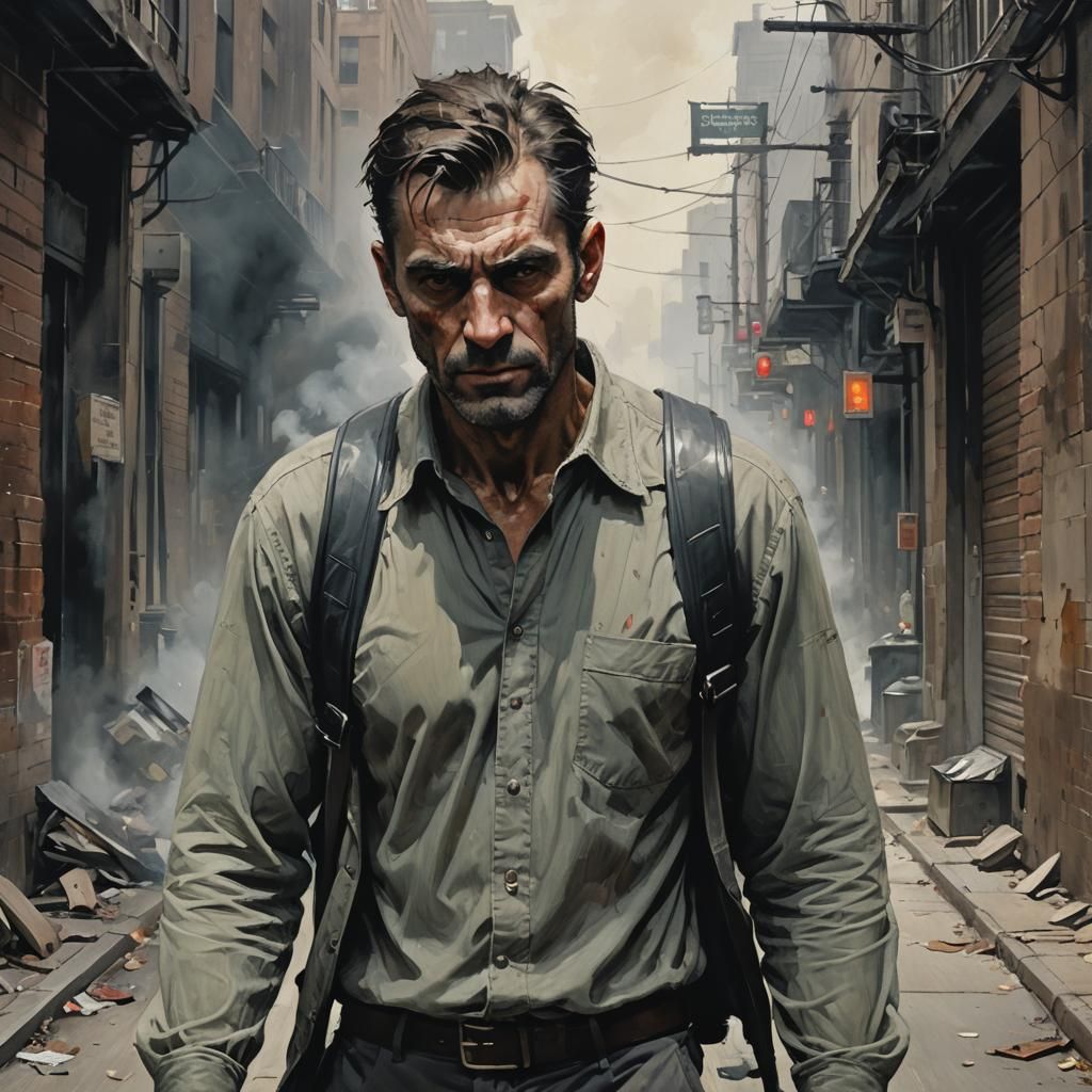 Man Easing Burden in Dark Fantasy Art