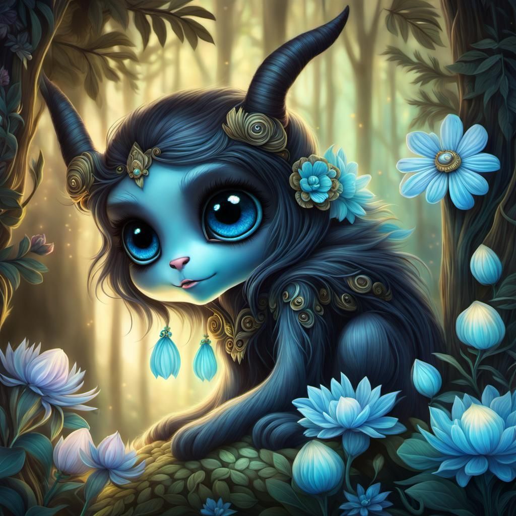 Bioluminescent Forest Monster in Hyperrealistic Style