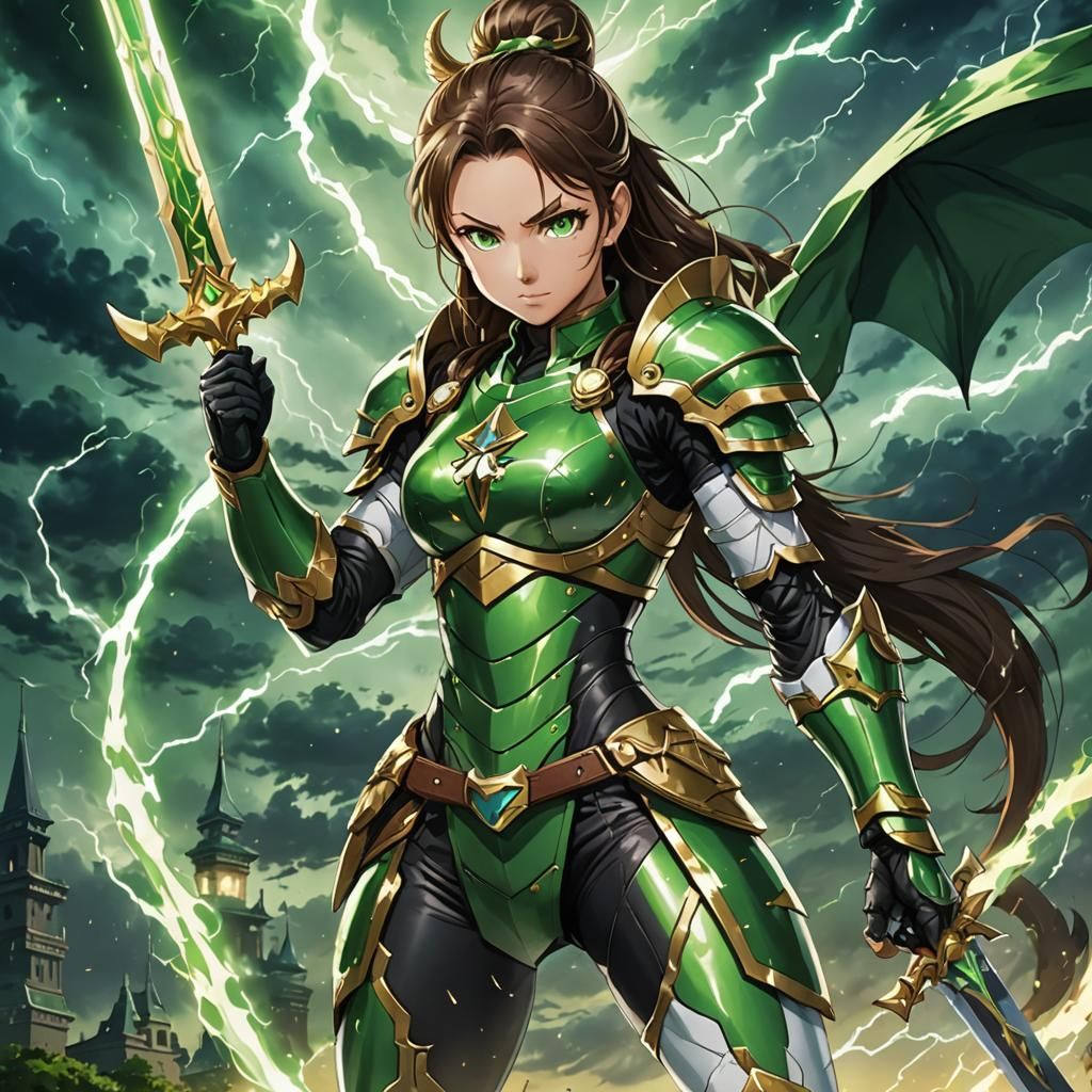 Anime Female Warrior with Dragon Dagger