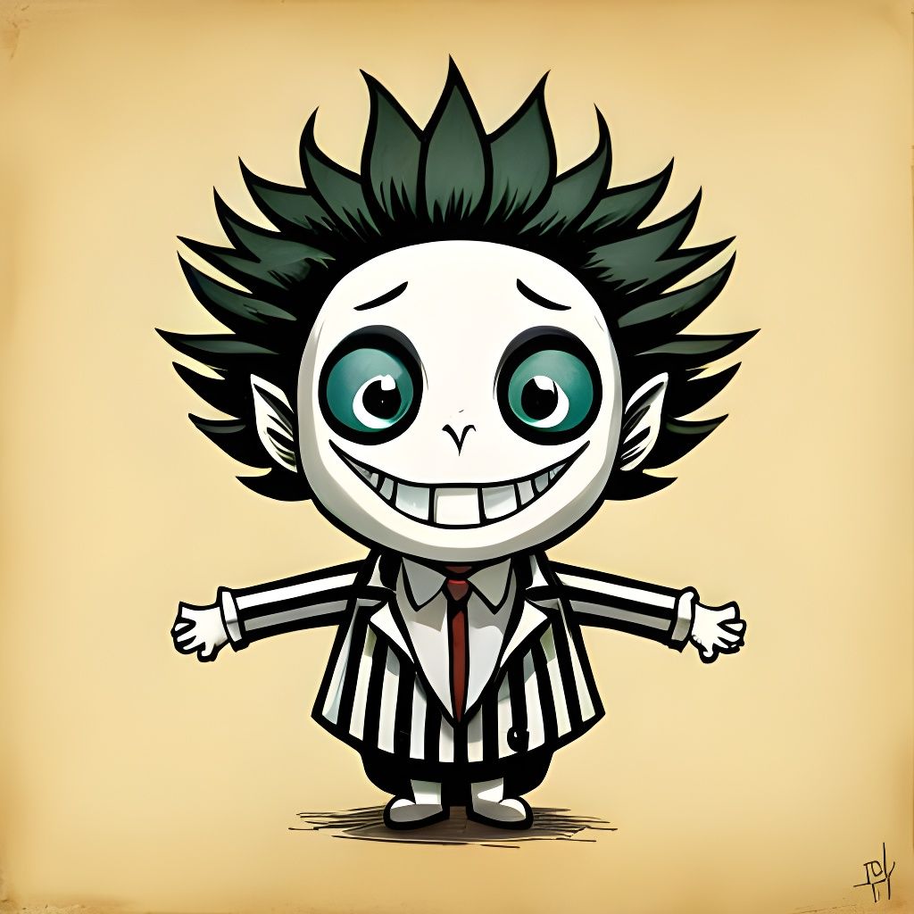 Cute Creepy Beetlejuice Storybook Illustration