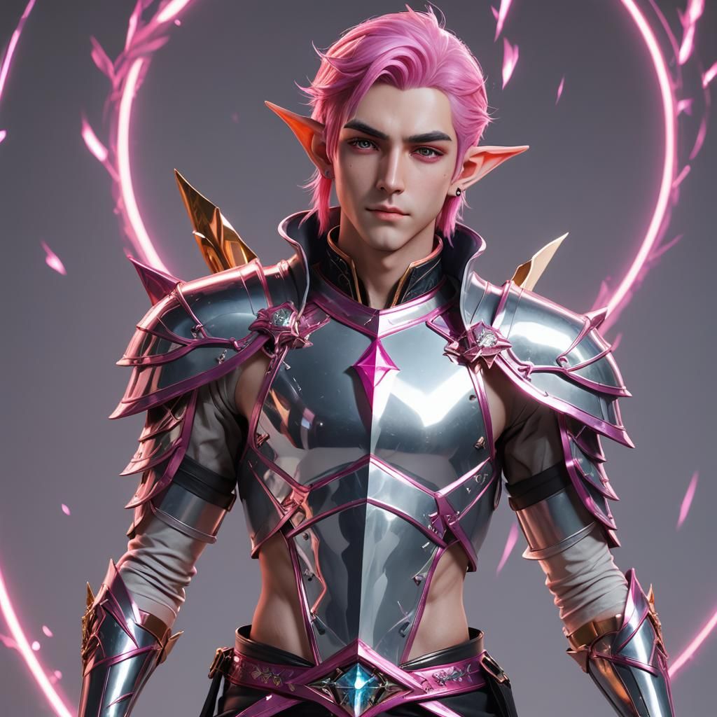 Gay High Elf in Revealing Diamond Outfit - 3D Anime Art