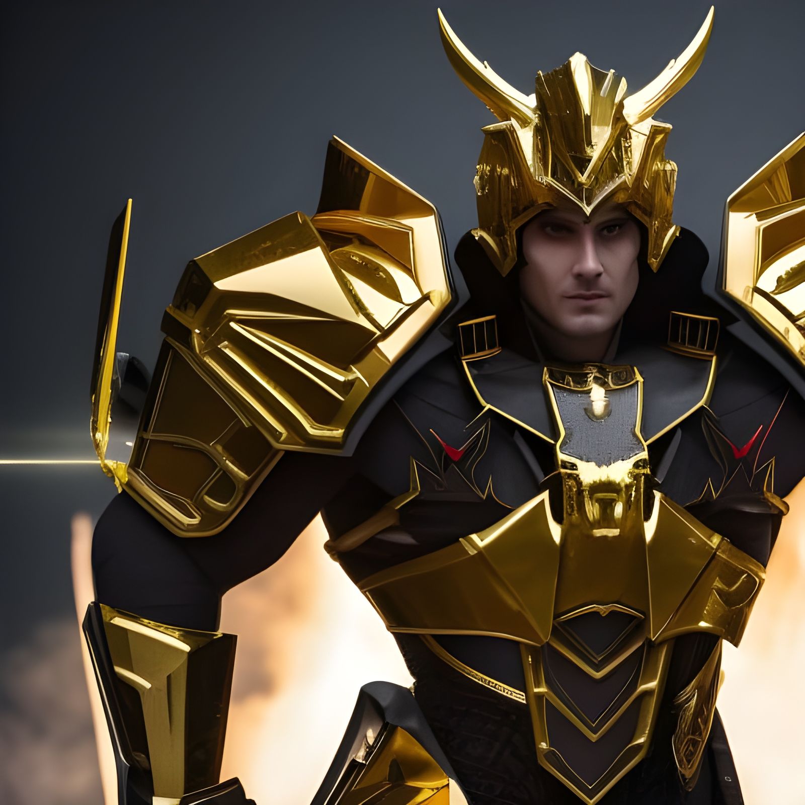 Fearsome Fallen Angel in Gold Armor