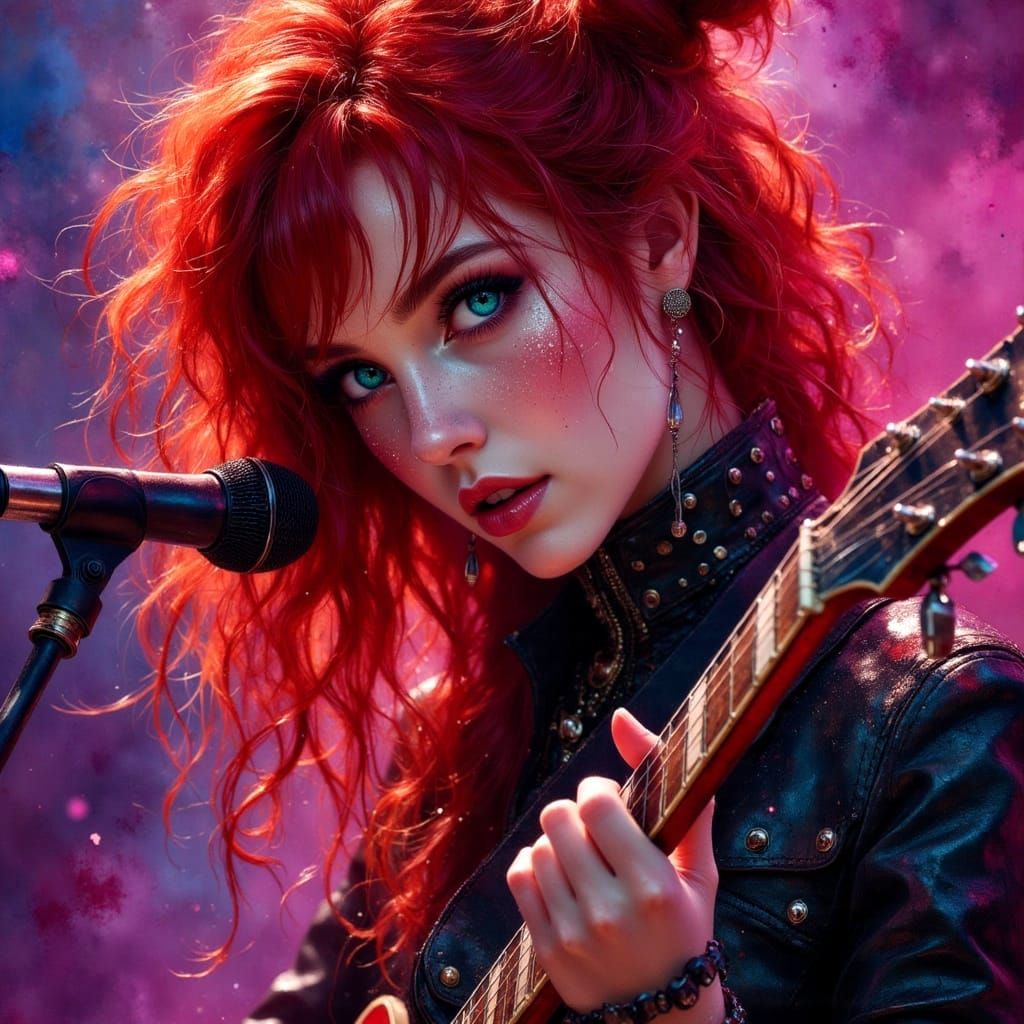 Sassy Rock Chick Singing with Electric Guitar