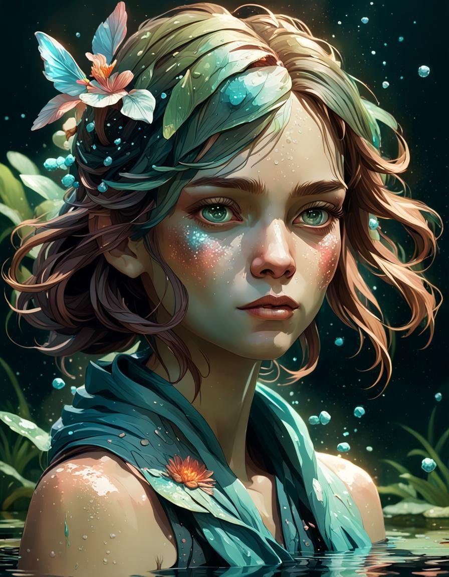 Detailed Pond Portrait in Artgerm Style