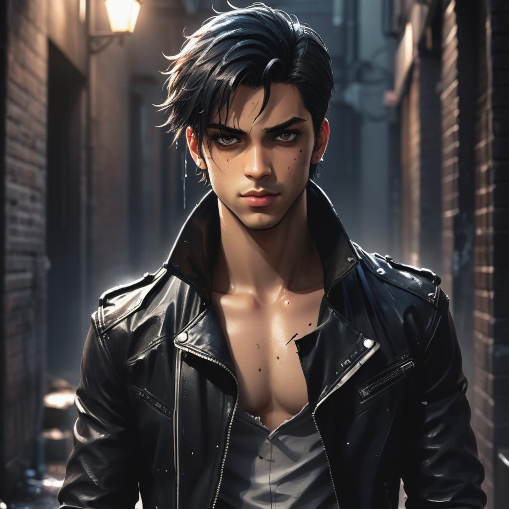 Anime Prince in Dimly Lit Alleyway Portrait