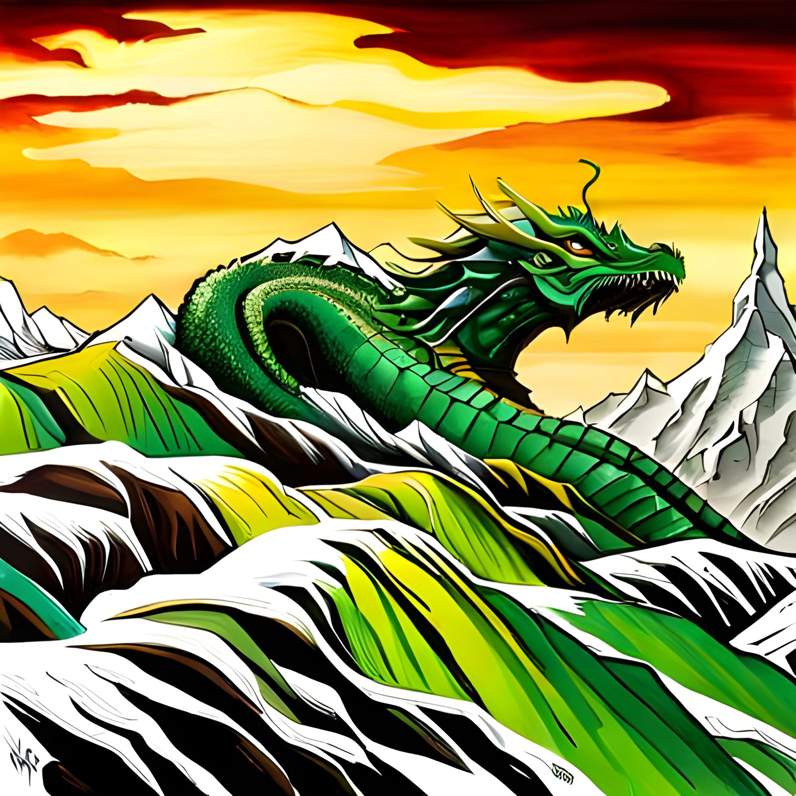 Dragon's Fire Melts a Winter Landscape