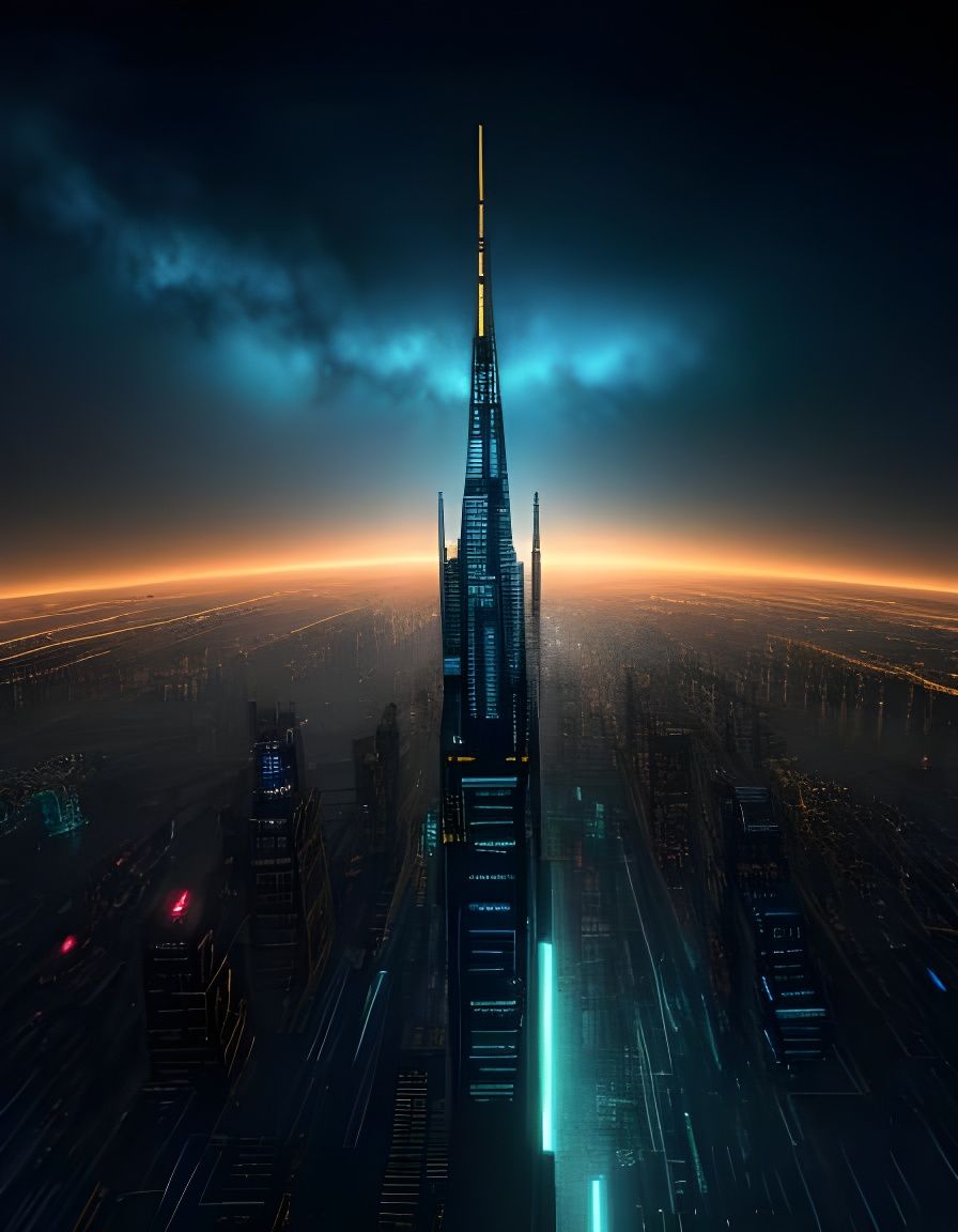 Cyberpunk Cityscape at Sunrise