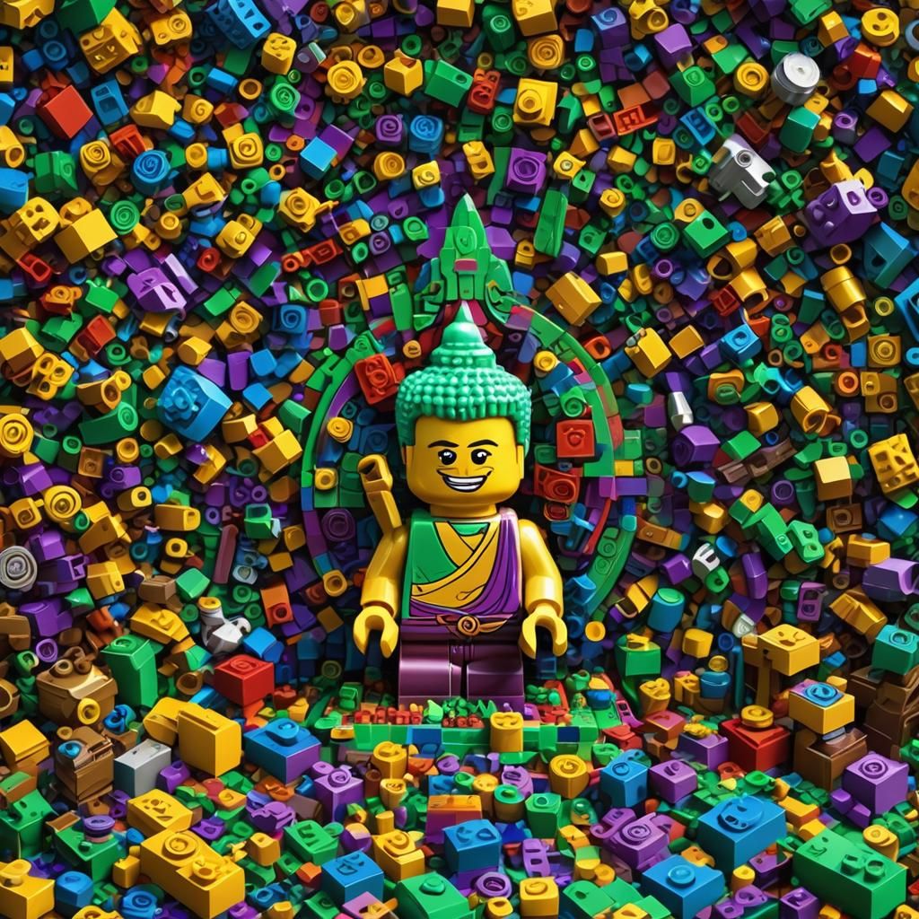 Emerald Buddha LEGO Character in 3D